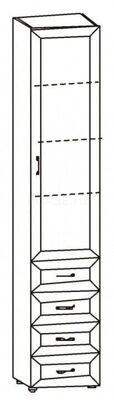 Шкаф с 1-ой стекл.дв. и 4-мя ящиками 6.46